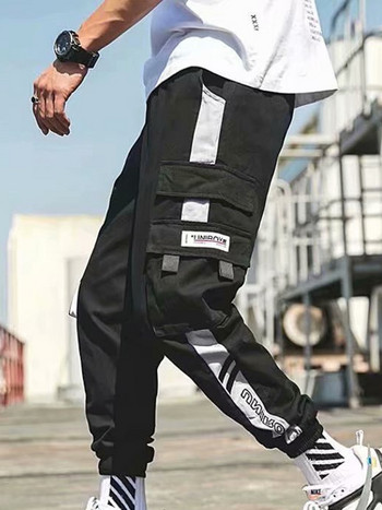 PFNW Мъжки карго панталони Techwear Functional Wind Contrast Colour Elastic Waist Splicing High Street Streetwear Панталони Мъжки