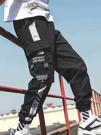 PFNW Мъжки карго панталони Techwear Functional Wind Contrast Colour Elastic Waist Splicing High Street Streetwear Панталони Мъжки