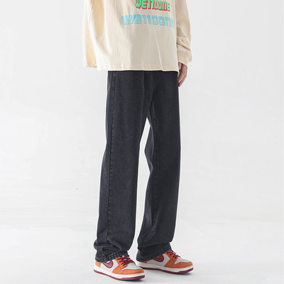 Ανδρικό φθινοπωρινό τζιν κορεάτικο φαρδύ παντελόνι 3 χρωμάτων ελαστική μέση Κλασική βάση Vintage φαρδύ τζιν Αντρικό μαύρο vintage μπλε