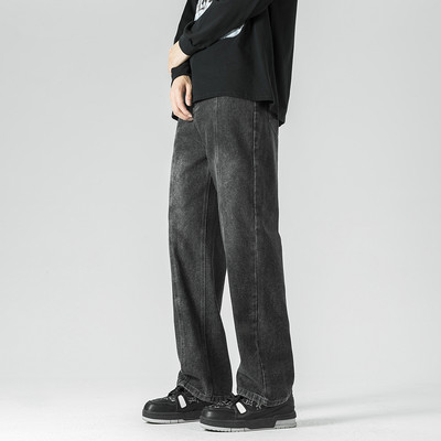 Meeste retromoodsad tänavarõivad teksad, teksapüksid, kottis vabaaja sirge laia säärega teksapüksid meeste sinised hallid püksid