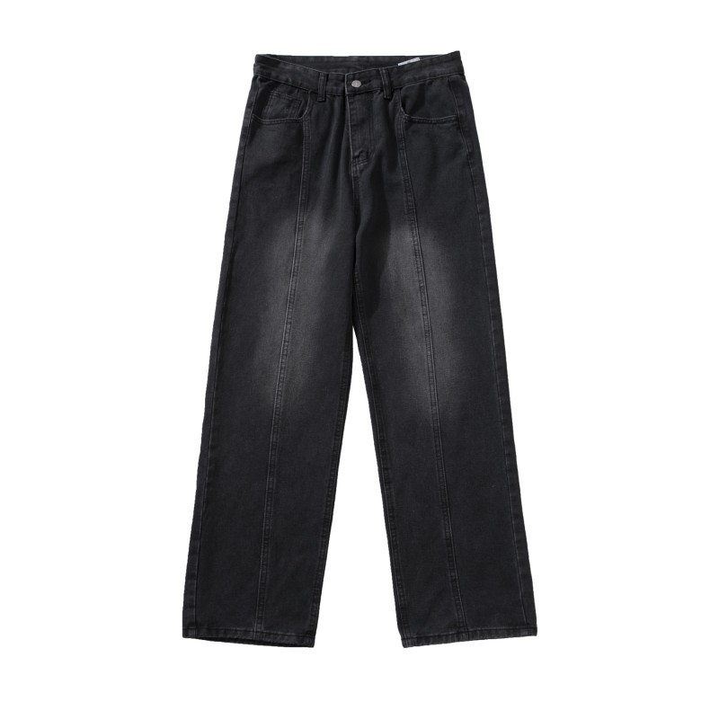 Meeste retromoodsad tänavarõivad teksad, teksapüksid, kottis vabaaja sirge laia säärega teksapüksid meeste sinised hallid püksid