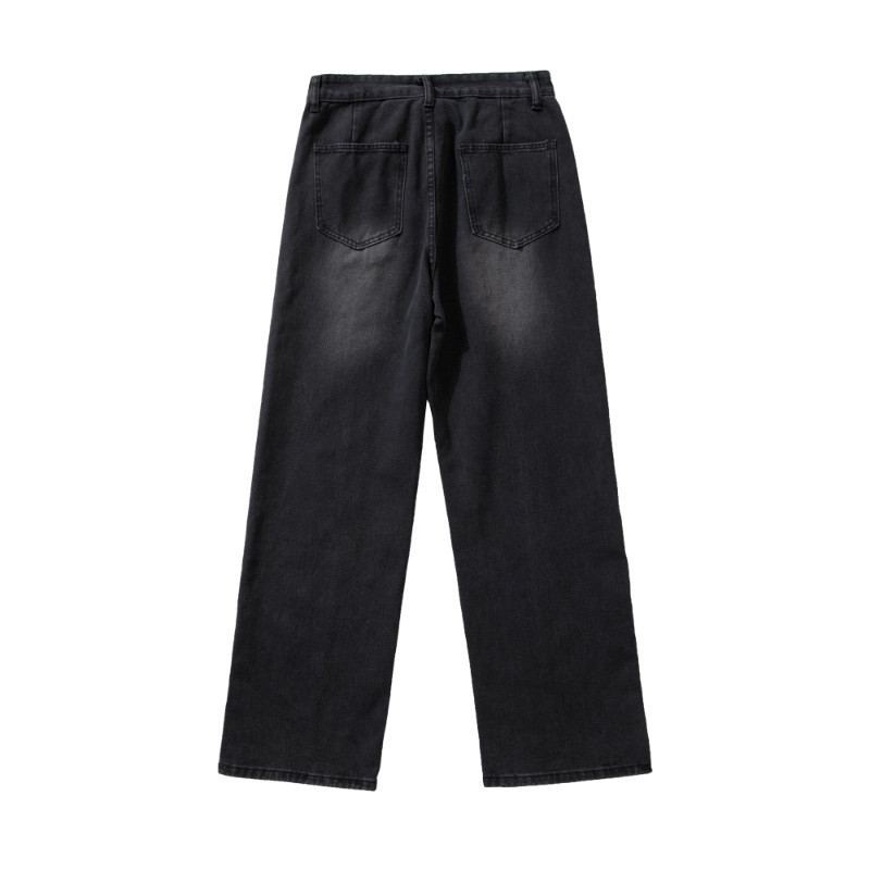 Meeste retromoodsad tänavarõivad teksad, teksapüksid, kottis vabaaja sirge laia säärega teksapüksid meeste sinised hallid püksid