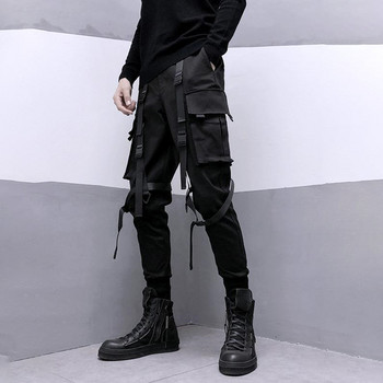 PFNW Ανδρικό πλέγμα συνονθύλευμα Darkwear Cargo Παντελόνι Skinny Autumn Tactical Κομψό Techwear Παντελόνι Punk Skinny Elastic 12A1810