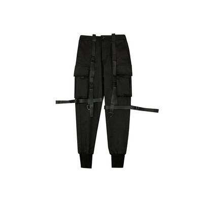 PFNW Meeste Rihmad Patchwork Darkwear Cargo Pants Skinny Autumn Tactical Stiilne Techwear püksid Punk Skinny Elastic 12A1810
