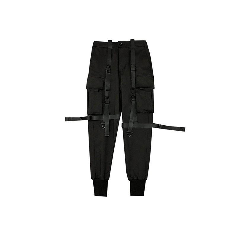 PFNW Meeste Rihmad Patchwork Darkwear Cargo Pants Skinny Autumn Tactical Stiilne Techwear püksid Punk Skinny Elastic 12A1810
