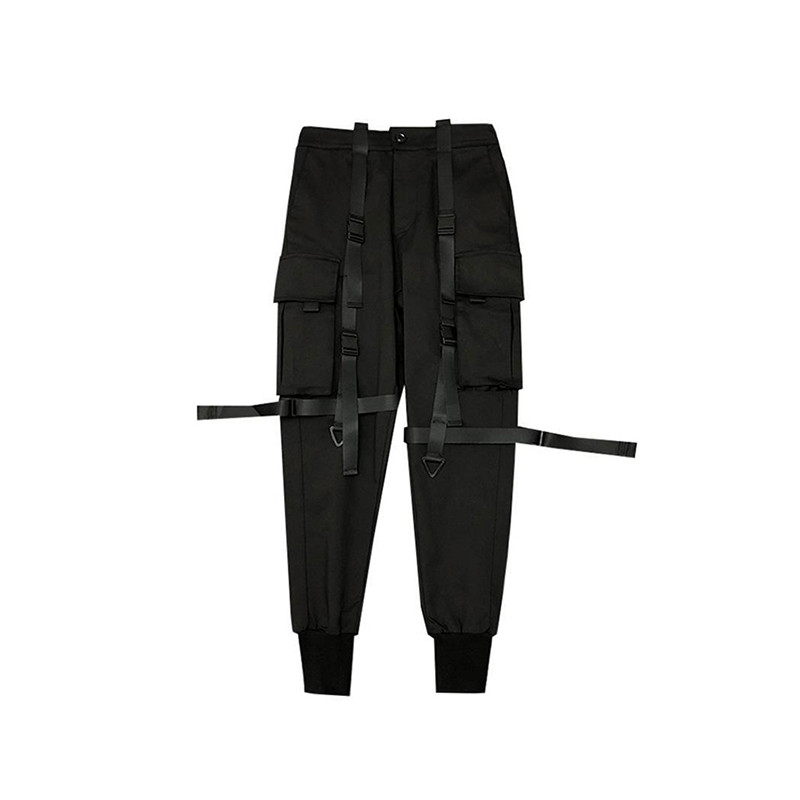 PFNW Darkwear Safari Style Webbing Spliced Cargo Pants Ανδρικά ρούχα Street Wear Elastic Waist Slim Tactical Techwear 12A1634