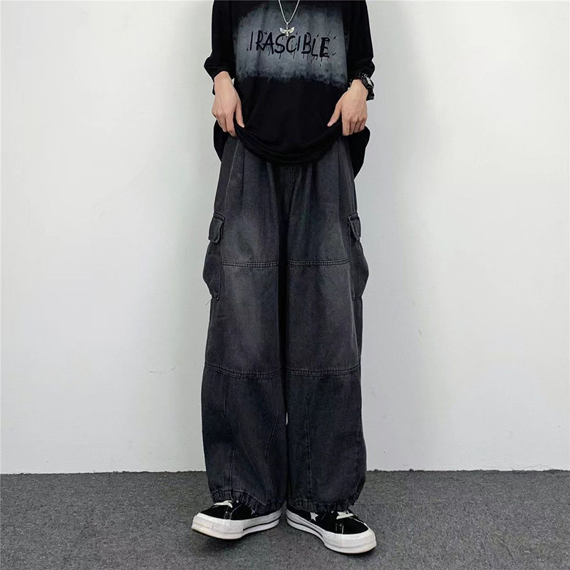2023 Toamna Harajuku Moda Retro High Street Pantaloni Hip hop Pantaloni drepti cu picioare late Femei Casual Loose buzunare mari Blugi Cargo