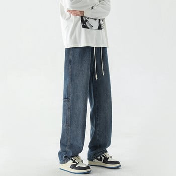 Ανοιξιάτικο νέο αντρικό τζιν Cargo φαρδύ ίσιο κορεάτικο τζιν παντελόνι ελαστική μέση Hip Hop Streetwear Y2K Παντελόνι
