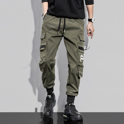 PFNW Man Cargo Παντελόνι Slim Pencil Mid Elastic Waist Man High Street Streetwear Φθινοπωρινό Λεπτό Λειτουργικό Ανεμικό Ανδρικό Παντελόνι