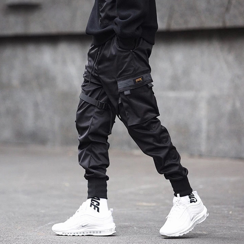 PFNW Cargo Pants Functional Wind Darkwear Solid Black Safari Style High Street Φθινοπωρινό ελαστικό ανδρικό παντελόνι μέσης 12A0935