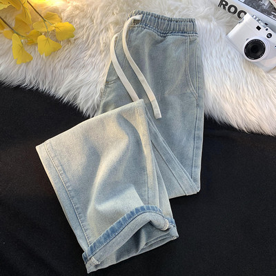 Άνοιξη 2023 Νέο Ανδρικό ελαστικό τζιν φαρδύ τζιν κορεατικής μόδας τζιν φαρδύ παντελόνι Vintage μπλε ανδρικό παντελόνι