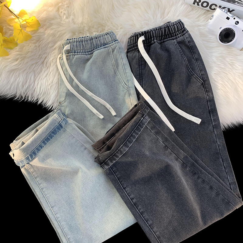 Άνοιξη 2023 Νέο Ανδρικό ελαστικό τζιν φαρδύ τζιν κορεατικής μόδας τζιν φαρδύ παντελόνι Vintage μπλε ανδρικό παντελόνι