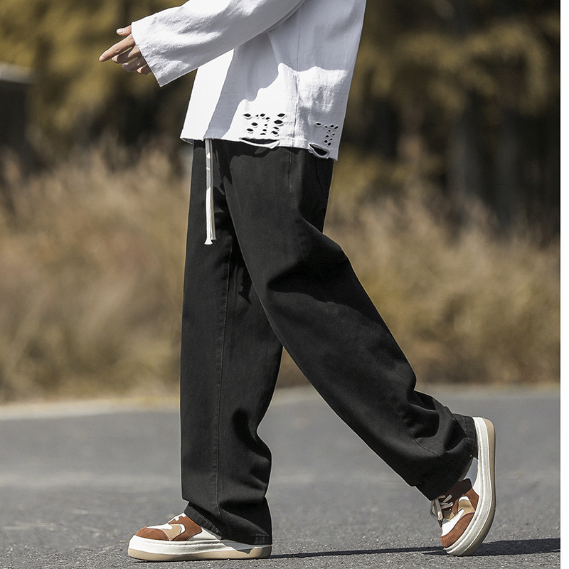 Άνοιξη 2023 Νέο Ανδρικό ελαστικό τζιν φαρδύ τζιν κορεατικής μόδας τζιν φαρδύ παντελόνι Vintage μπλε ανδρικό παντελόνι