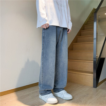 Άνοιξη 2023 Νέο Ανδρικό φαρδύ Balck Τζιν Κορεάτικο στυλ Μόδα ελαστικό σχέδιο μέσης Τζιν παντελόνι με φαρδύ πόδι Vintage φαρδύ παντελόνι ανδρικό