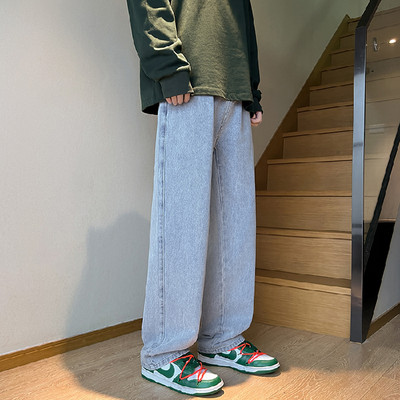 Proljeće 2023. Nove muške široke crne traperice u korejskom stilu Modni dizajn s elastičnim strukom Denim hlače širokih nogavica Vintage široke muške hlače