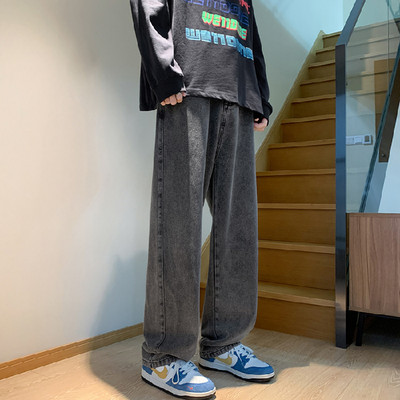 Proljeće 2023. Nove muške široke crne traperice u korejskom stilu Modni dizajn s elastičnim strukom Denim hlače širokih nogavica Vintage široke muške hlače