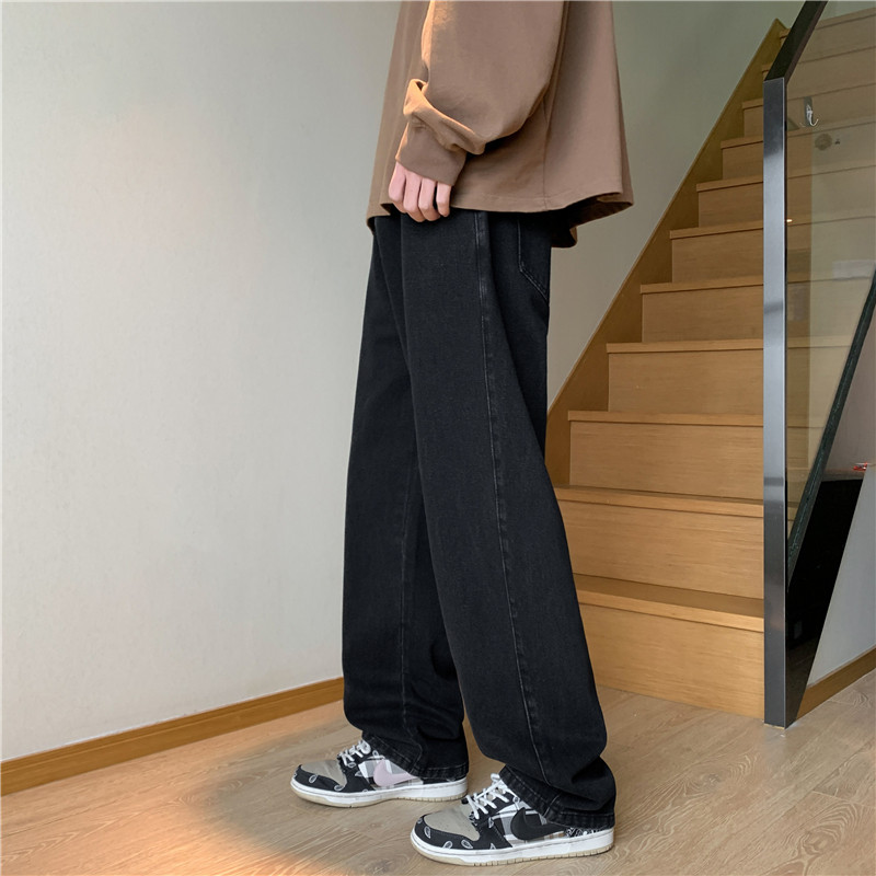Proljeće 2023. Nove muške široke crne traperice u korejskom stilu Modni dizajn s elastičnim strukom Denim hlače širokih nogavica Vintage široke muške hlače
