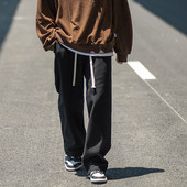 2022 Φθινόπωρο New Men Μαύρο φαρδύ τζιν φαρδύ τζιν Σχέδιο κορδόνι ελαστικό τζιν μέσης Cargo Streetwear ίσιο τζιν παντελόνι ανδρικό