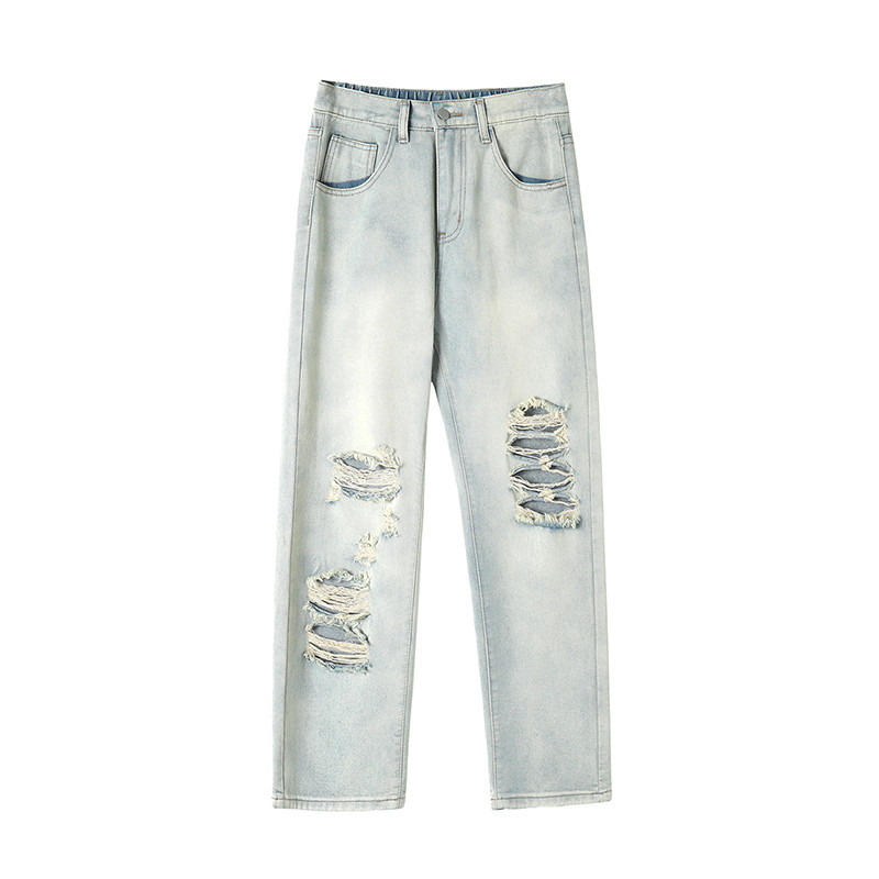 2023. Nove prepoznatljive poderane muške retro traperice, korejska modna ulična odjeća, uske traper hlače, univerzalne muške ulične hlače