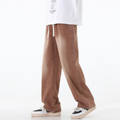 Oversize ρετρό ανδρικό φαρδύ τζιν φαρδύ τζιν μόδας χιπ χοπ streetwear Φθινοπωρινό casual ελαστική μέση Κορεάτικο ίσιο τζιν παντελόνι