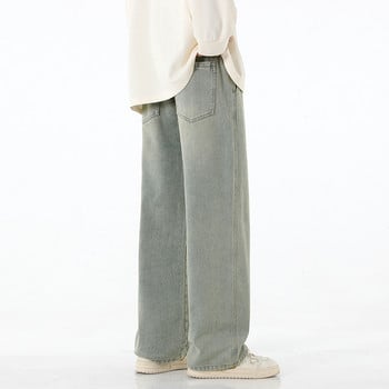 Oversize ρετρό ανδρικό φαρδύ τζιν φαρδύ τζιν μόδας χιπ χοπ streetwear Φθινοπωρινό casual ελαστική μέση Κορεάτικο ίσιο τζιν παντελόνι
