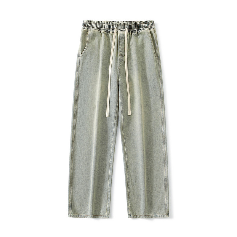 Oversize ρετρό ανδρικό φαρδύ τζιν φαρδύ τζιν μόδας χιπ χοπ streetwear Φθινοπωρινό casual ελαστική μέση Κορεάτικο ίσιο τζιν παντελόνι