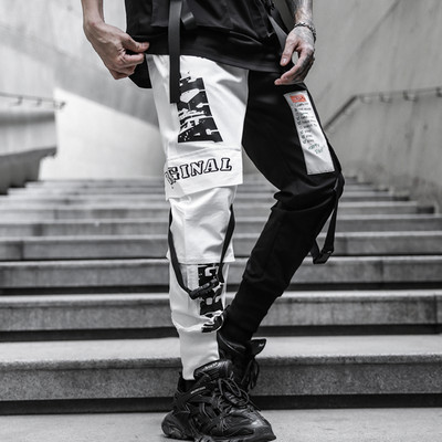 Îmbrăcăminte de stradă Panglici Joggeri Pantaloni pentru bărbați 2020 Pantaloni harem pentru bărbați Hip Hop de vară Ocazional pantaloni de trening patchwork Pantaloni pentru bărbați până la glezne