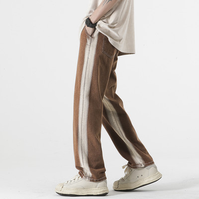 Ljeto 2023. Muške uske traperice Gradient Design Moda Streetwear Vintage Trendy Korejske traper hlače s ravnim nogavicama u struku