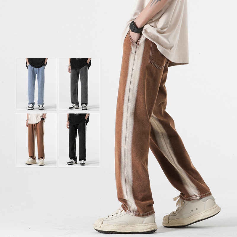 Ljeto 2023. Muške uske traperice Gradient Design Moda Streetwear Vintage Trendy Korejske traper hlače s ravnim nogavicama u struku