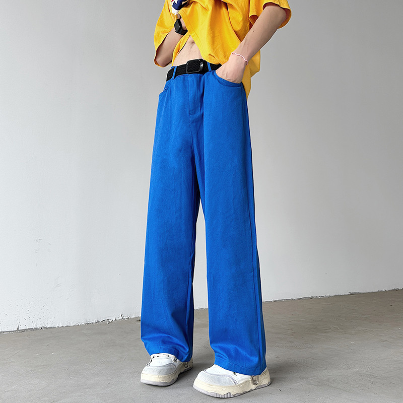 Bărbați de lucru Baggy Homme Pantaloni casual Blugi în stil clasic Femei Galben Albastru Roșu Pantaloni drepti largi Pantaloni motociclist denim