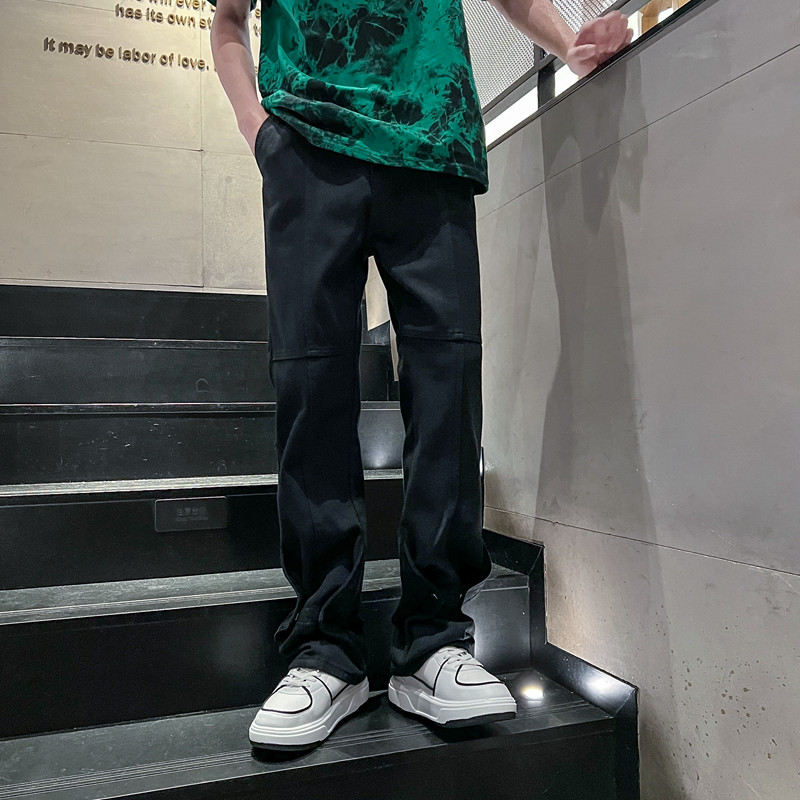 Must-valged meeste mood Teksad Tänavarõivad Lahtised hip-hop sirged teksapüksid Meeste isiksus vabaaja kottis laia säärega püksid