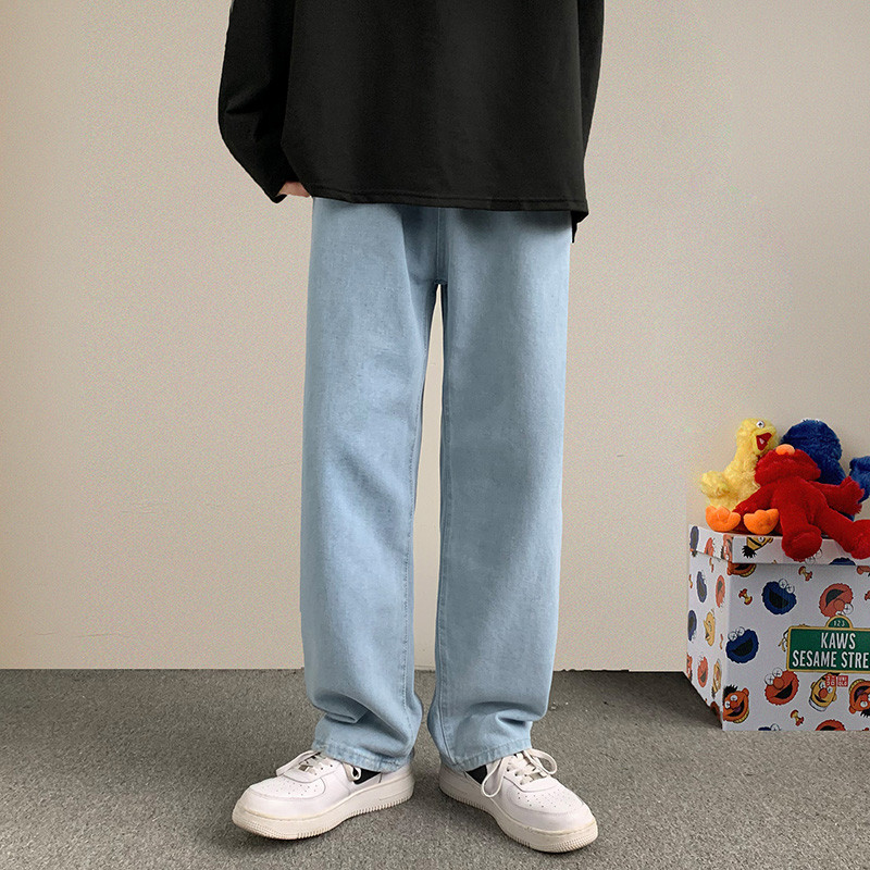 2021. aasta sügis, uued meeste kottis teksad, mood sirged teksapüksid, laia säärega püksid, mustad helesinised püksid, vabaaja püksid, meesterõivad