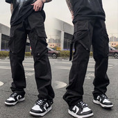 Y2k Techwear Crne Cargo hlače Muška moda Hip Hop High Street Punk Streetwear Širokaste hlače za muške Joggers Ležerna odjeća