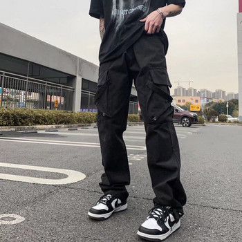 Y2k Techwear Черни карго панталони Мъжки модни хип-хоп High Street Punk Streetwear широки панталони за мъже Ежедневни дрехи