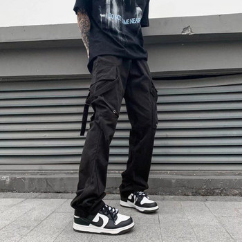 Y2k Techwear Черни карго панталони Мъжки модни хип-хоп High Street Punk Streetwear широки панталони за мъже Ежедневни дрехи
