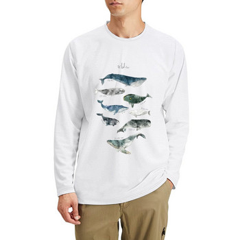 New Whales Long T-Shirt, тениски по поръчка, големи тениски, ретро дрехи, мъжки ризи за тренировка