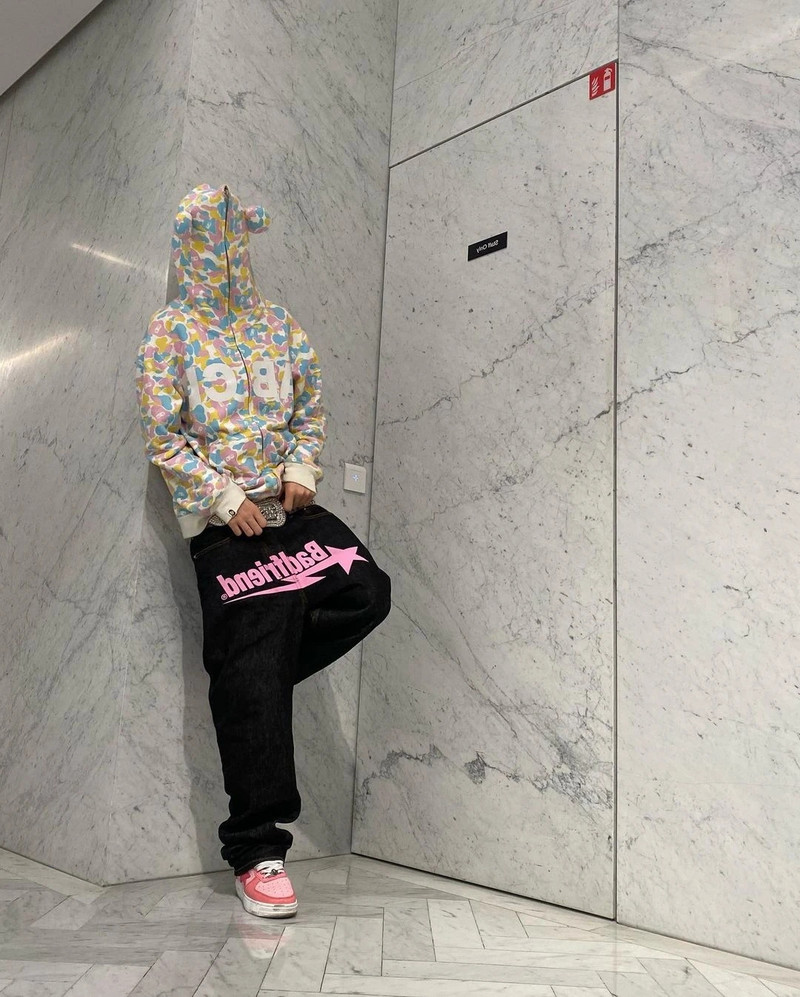 Y2k Jeans Badfriend Hip Hop Letter Μαύρο Παντελόνι Γυναικείο 2023 Νέα μόδα Casual Rock Φαρδύ παντελόνι Streetwear