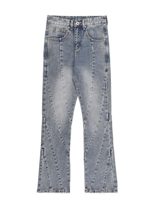 Spojene lepršave hlače Muške isprane opuštene traper hlače Jesen Zima Ulična odjeća Ležerne traperice Muškarci Muška odjeća