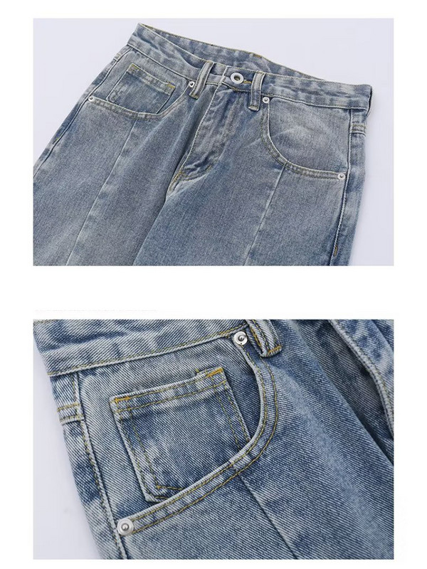 Spojene lepršave hlače Muške isprane opuštene traper hlače Jesen Zima Ulična odjeća Ležerne traperice Muškarci Muška odjeća