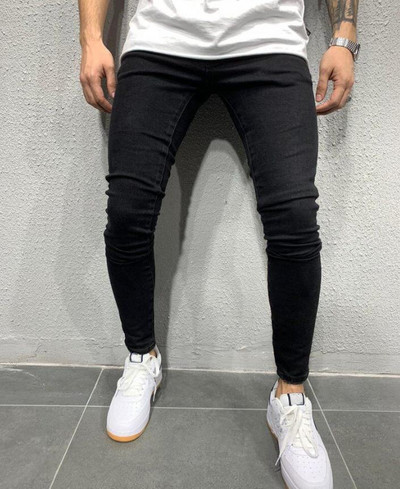 nove bijele traperice s vezom, muške pamučne rastezljive poderane uske traperice visokokvalitetne hip hop crne rupe uske traper hlače