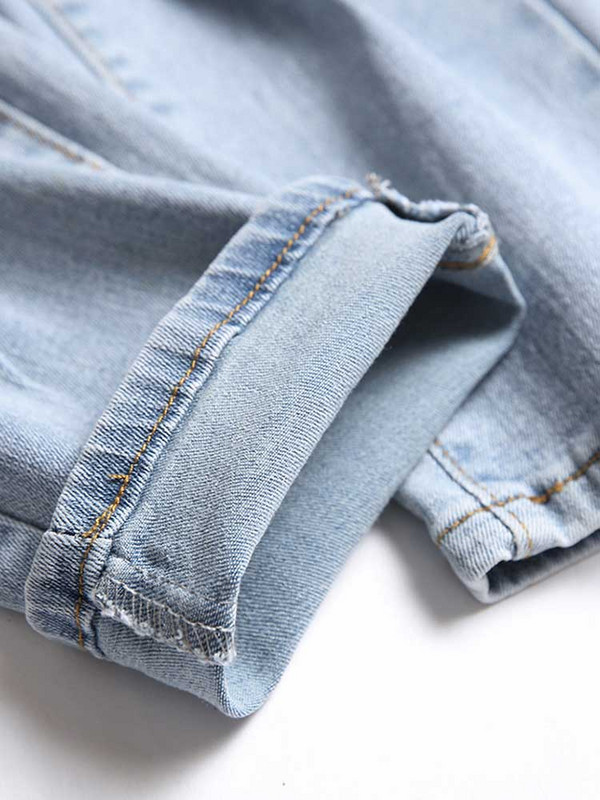 ZAFUL Muške traperice srednjeg struka, uske svijetloplave duge traperice, hlače do gležnja na patentni zatvarač, poderane traper hlače s džepom Z4997729