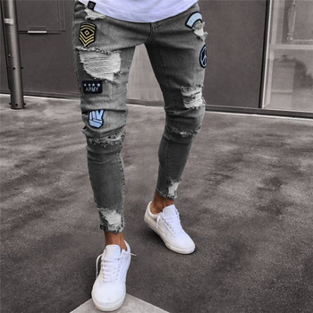 2023 Мъжки стилни скъсани дънкови панталони Biker Skinny Straight Straight Denim Pantuses Нова мода тесни дънки Дрехи Dropshipping