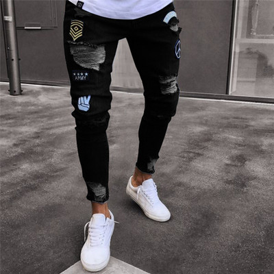 2023 Men Stylish Ripped Jeans Pants Biker Skinny  Straight Frayed Denim Trousers New Fashion skinny jeans  Clothes Dropshipping