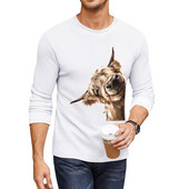 Uus Sneaky Highland Cow Long T-särk anime armsad topid poistele valged t-särgid vintage riided T-särgid meestele