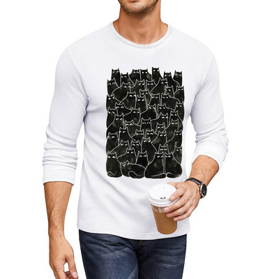 Nova dugačka majica Suspicious Cats majica sa životinjskim uzorkom za dječake anime majica za muškarce