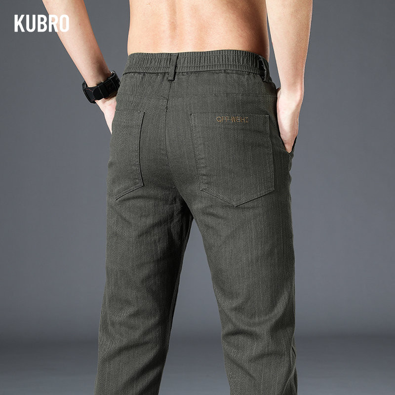 Ανδρικό KUBRO Summer, καθημερινή κορεατική έκδοση Trend Slim, ελαστικό παντελόνι μέσης 2023 Άνοιξη Νέο Stretch, ευέλικτο ανδρικό κανονικό παντελόνι
