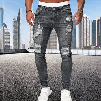 Μόδα Street Style Ripped Skinny Jeans Ανδρικά Vintage πλύσιμο Μασίφ τζιν παντελόνι Ανδρικό παντελόνι Casual Slim fit pencil τζιν παντελόνι ζεστή πώληση