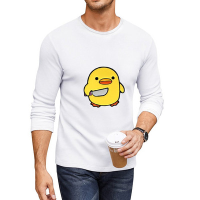 Νέα χαριτωμένη πάπια με μαχαίρι Duckling Meme Long T-Shirt Anime χαριτωμένα μπλουζάκια λευκά μπλουζάκια ανδρικά ρούχα