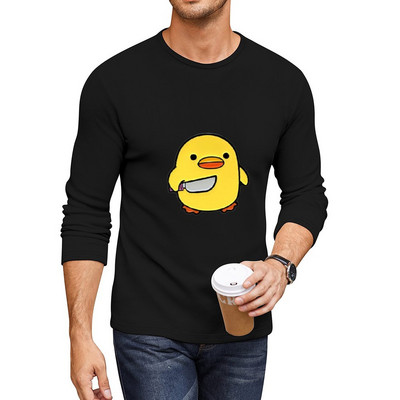Νέα χαριτωμένη πάπια με μαχαίρι Duckling Meme Long T-Shirt Anime χαριτωμένα μπλουζάκια λευκά μπλουζάκια ανδρικά ρούχα