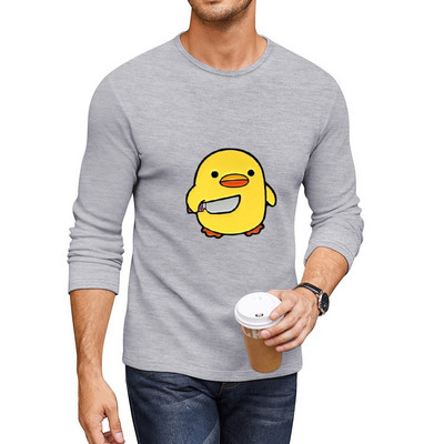 Νέα χαριτωμένη πάπια με μαχαίρι Duckling Meme Long T-Shirt Anime χαριτωμένα μπλουζάκια λευκά μπλουζάκια ανδρικά ρούχα